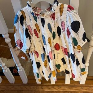 Pink Chicken Multicolor Balloon Print Kids Blouse